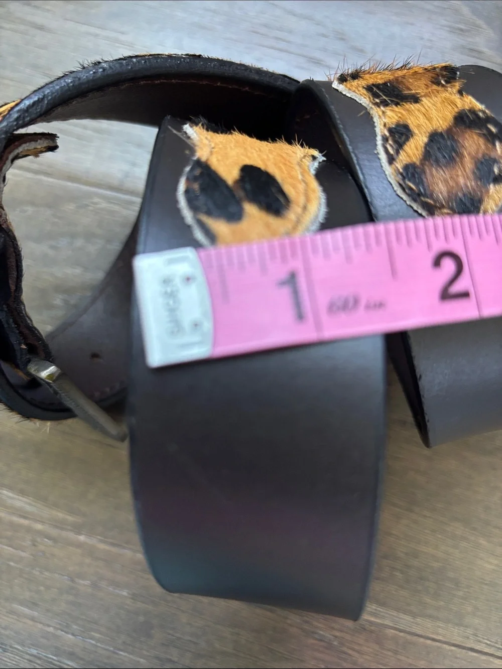 American Bison Genuine Leather,hair hide/leopard print,bronze/brass,Western